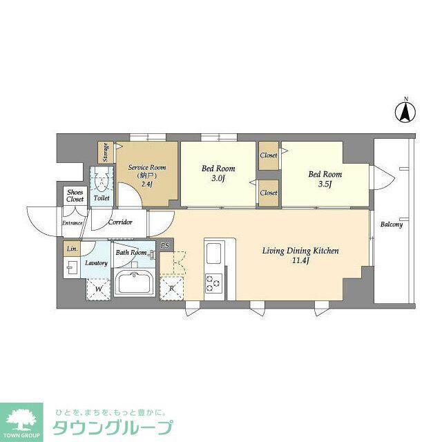グランエール森下ウエスト(2SLDK/2階)の間取り写真