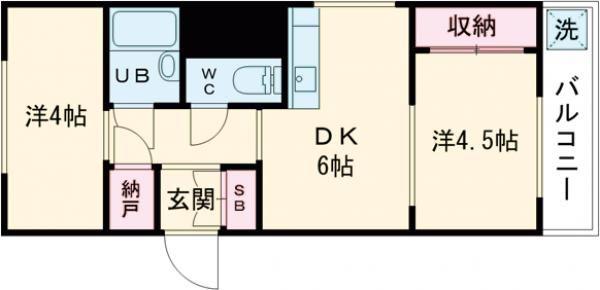 グランシャトー兵庫塚本通(2DK/1階)の間取り写真