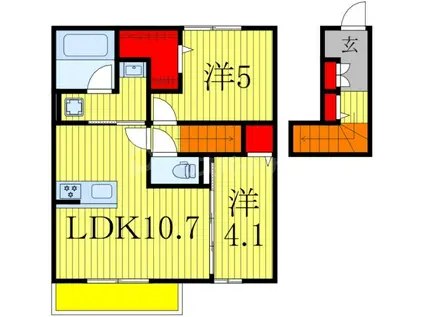 フローラ(2LDK/2階)の間取り写真