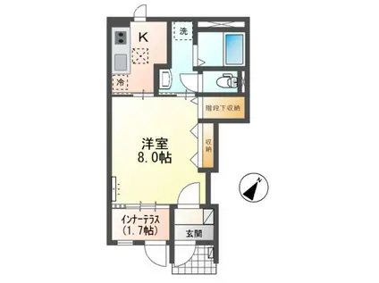 水戸市双葉台アパート工事(1K/1階)の間取り写真