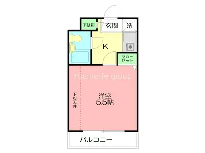 クリオ本郷台壱番館(ワンルーム/1階)の間取り写真