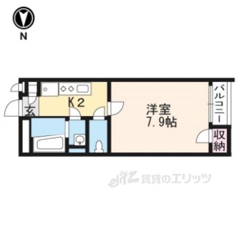 クレイノセディ今里(1K/2階)の間取り写真