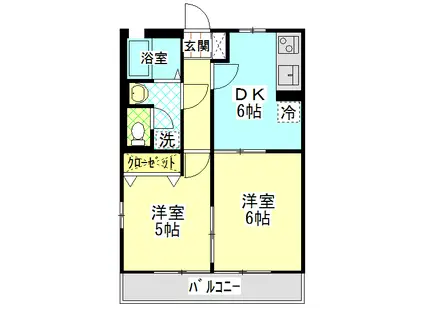 青山コーポC(2DK/1階)の間取り写真