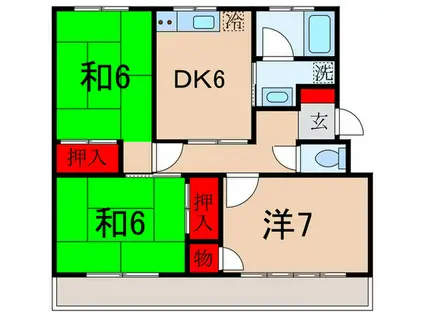 パールハイツ(3DK/1階)の間取り写真