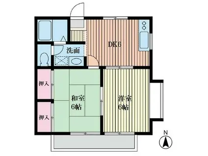 マリンコート3番館(2DK/2階)の間取り写真