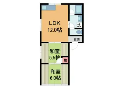 マンションアラスカ(2LDK/1階)の間取り写真