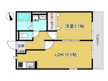 ベルヴィルII(1LDK/1階)の間取り写真