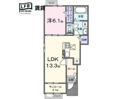 CENTER GATE II(1LDK/1階)の間取り写真