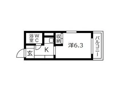 ルーミーハイツ(ワンルーム/1階)の間取り写真