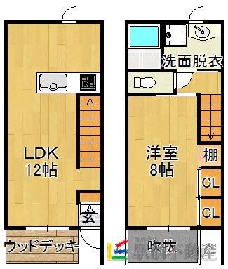 レガロ上津(1LDK/1階)の間取り写真