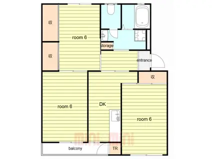 渦が森コーポ12号棟(3DK/5階)の間取り写真