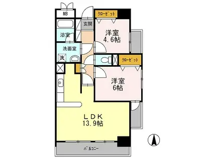 プライムハイツ南花田(2LDK/11階)の間取り写真