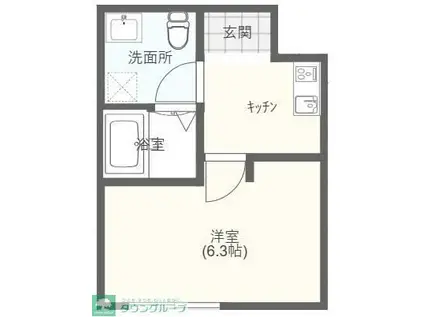 ミッドタウン原市(1K/1階)の間取り写真