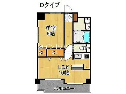 ビューテラス大新(1LDK/5階)の間取り写真