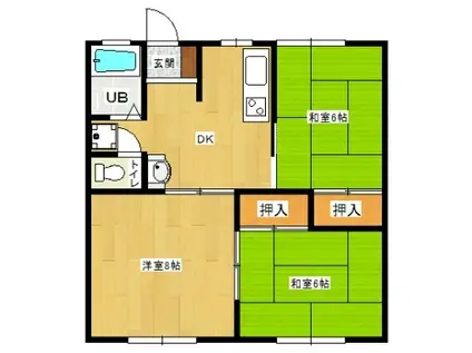 アリス鹿島第2(3DK/2階)の間取り写真