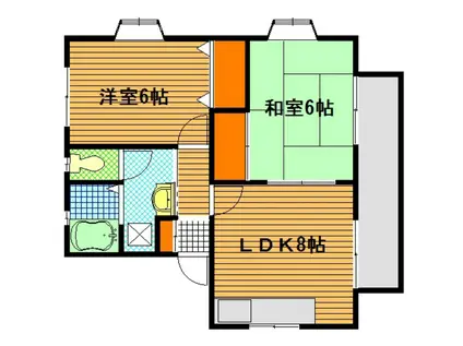 エクセラン水口(2LDK/1階)の間取り写真