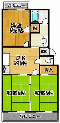 グリーンヴィラ辰伊(3DK/3階)の間取り写真