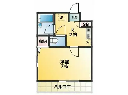 フラットワン(1K/3階)の間取り写真