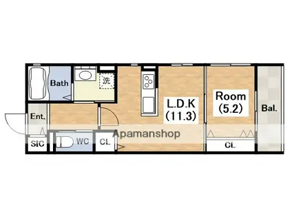 住吉区長居西1丁目PJ(1LDK/2階)の間取り写真