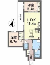 ハムステッドアレー(2LDK/1階)の間取り写真