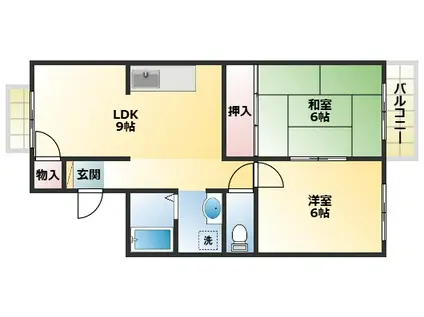 プリンスハイツE(2LDK/3階)の間取り写真
