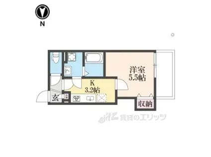 クレアール八戸ノ里(1K/3階)の間取り写真