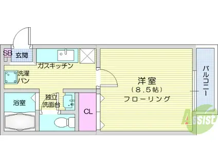 エスペーロ(1K/1階)の間取り写真