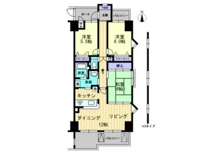 サーパス西古松II(3LDK/12階)の間取り写真