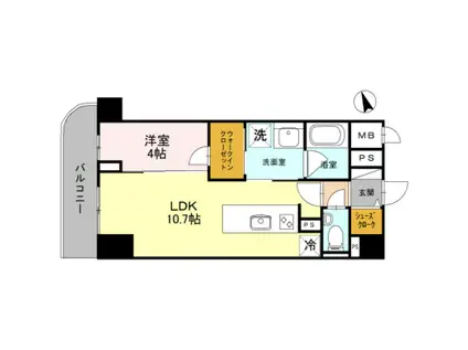 プレミアム菱屋西(1LDK/5階)の間取り写真
