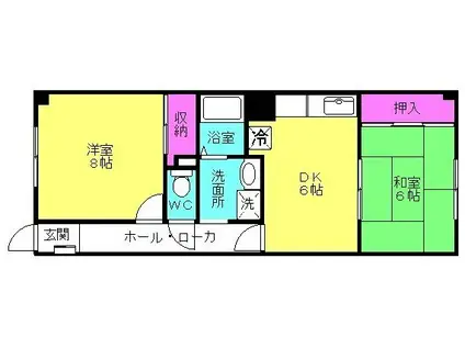 東邦パレス(2DK/1階)の間取り写真