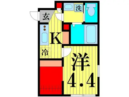 プラン西亀有(1K/2階)の間取り写真