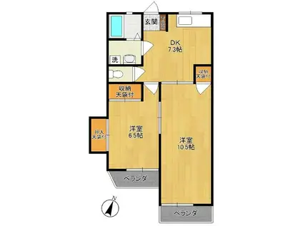 グリンパーク(2DK/2階)の間取り写真