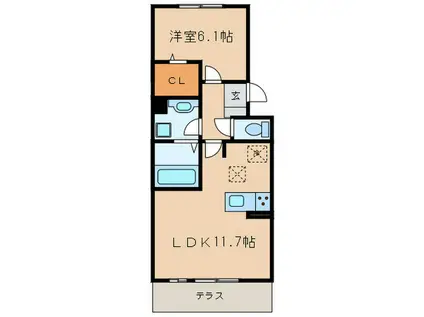 アバンサール(1LDK/1階)の間取り写真