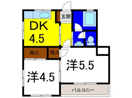 松原マンション(2DK/2階)の間取り写真