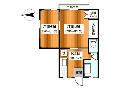 清水マンション(2K/3階)の間取り写真