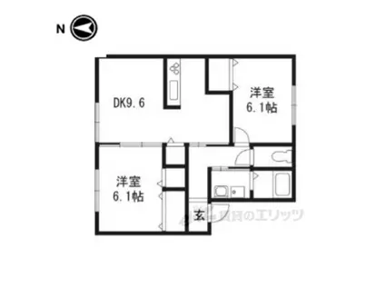 ビーグルスクエア2 C棟(2LDK/1階)の間取り写真
