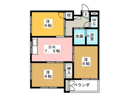 グランディ天神(3DK/2階)の間取り写真