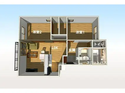 ハンナンハイツ(2LDK/1階)の間取り写真