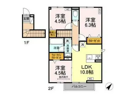 エルノワール(3LDK/2階)の間取り写真