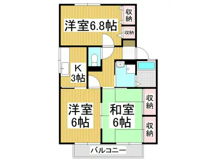 ヴェルジェI(3K/2階)の間取り写真