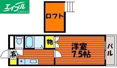 ルミナス天城(1K/2階)の間取り写真