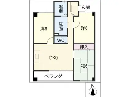 クレールホズミ(3DK/2階)の間取り写真