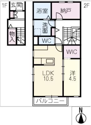 JUSTE PAIX SATO(1SLDK/2階)の間取り写真