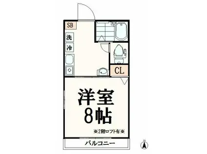 カメリエ(1K/2階)の間取り写真