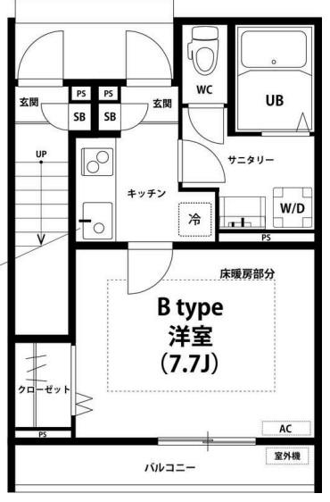 リブリ・コンフォート萩山(1K/1階)の間取り写真
