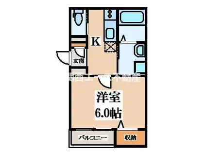 ブランコート長瀬(1K/1階)の間取り写真