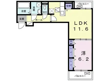 キュウズ・キュウ(1LDK/3階)の間取り写真