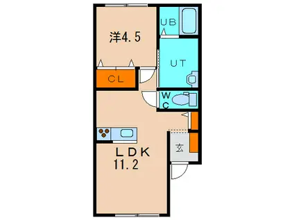 PRINCE K・R(1LDK/2階)の間取り写真