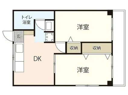 第一日の出ビル(2DK/4階)の間取り写真