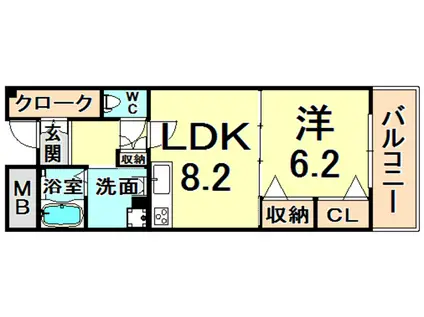 CASA FELICE(1LDK/4階)の間取り写真